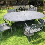 6 piece cast iron patio set with cushions