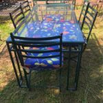 6 seater Wrought iron patio set with side server