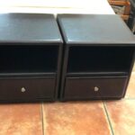 Pair of bonded leather pedestals