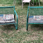 Pair of garden metal lounge chairs