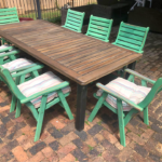 8 seater chalk painted solid wood patio set