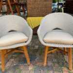 Beautiful set of wood and rattan tub chairs